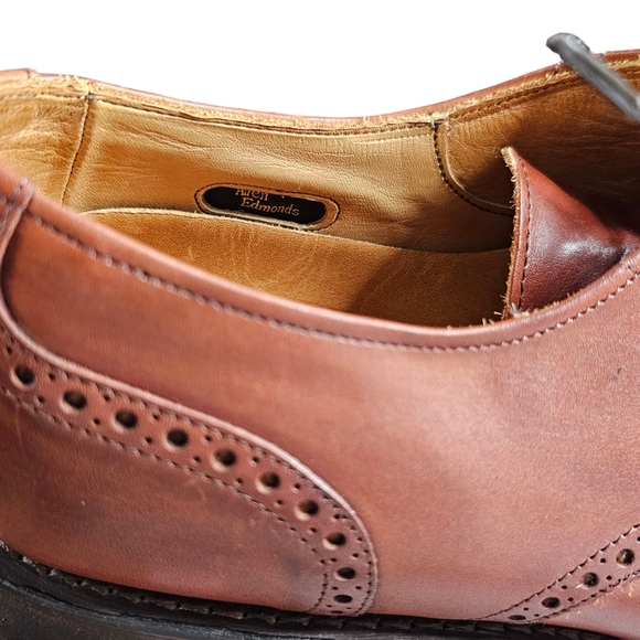 Allen Edmonds SZ 12 B Benton Brown Leather Lace Up Cap Toe Oxford Dress Shoe - Picture 11 of 12